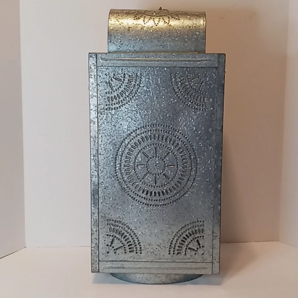 Pottery Barn Galvanized Large Metal Cut Out Hanging Lantern/Candle Holder